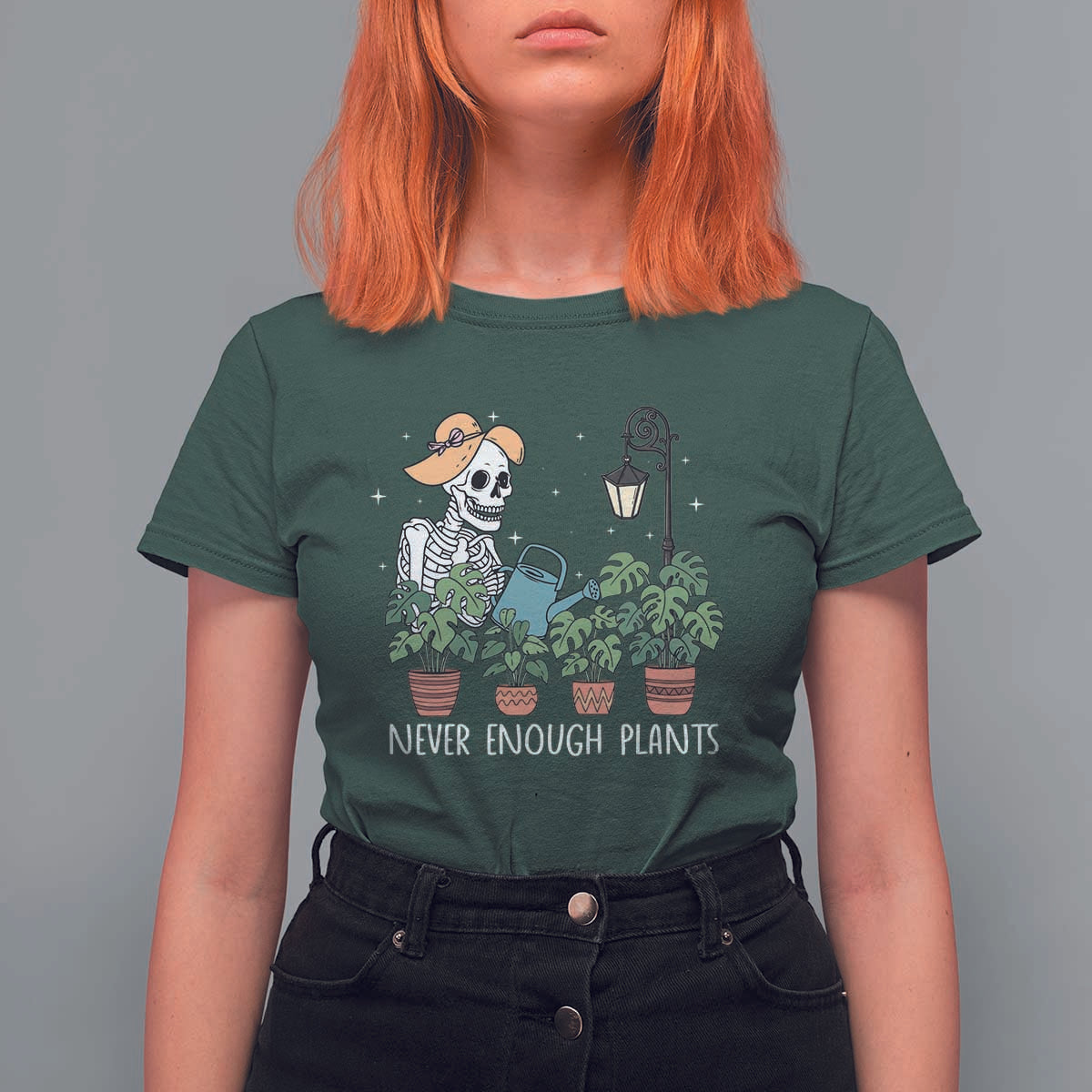 Skeleton Monstera Lover T Shirt For Women Never Enough Plants - Wonder Print Shop