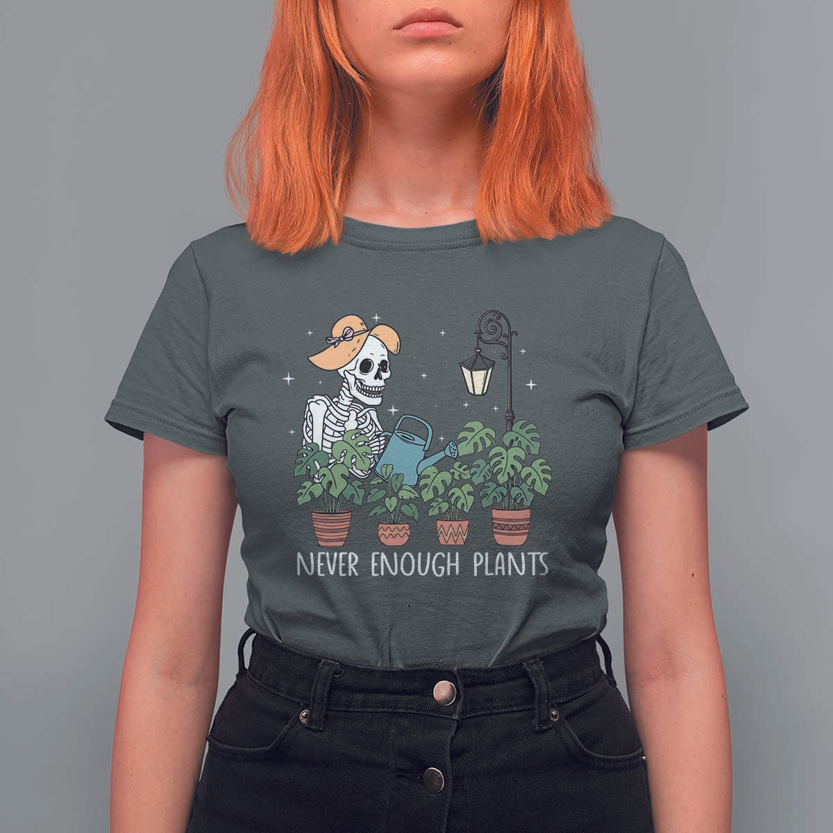 Skeleton Monstera Lover T Shirt For Women Never Enough Plants - Wonder Print Shop