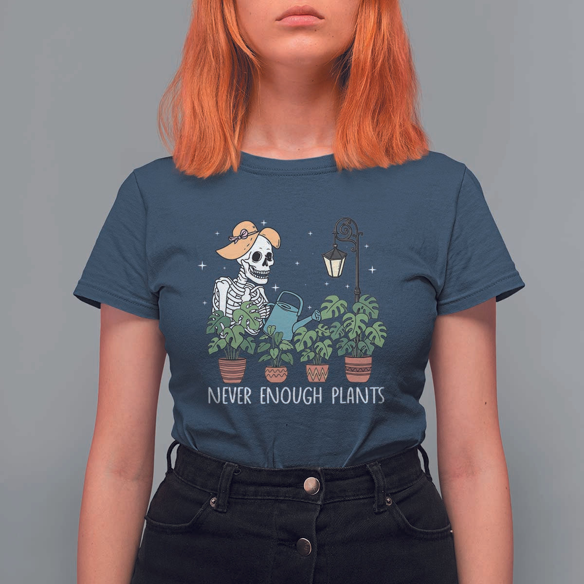 Skeleton Monstera Lover T Shirt For Women Never Enough Plants - Wonder Print Shop