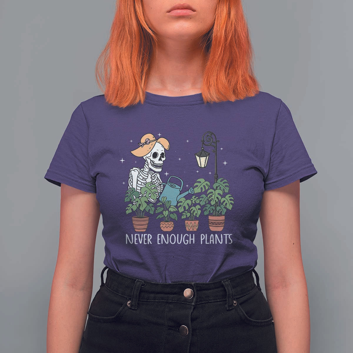 Skeleton Monstera Lover T Shirt For Women Never Enough Plants - Wonder Print Shop