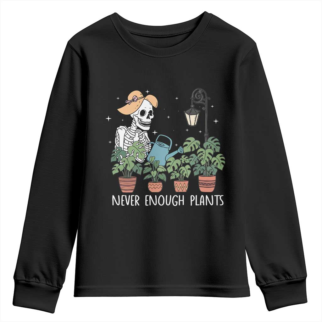 Skeleton Monstera Lover Youth Sweatshirt Never Enough Plants - Wonder Print Shop
