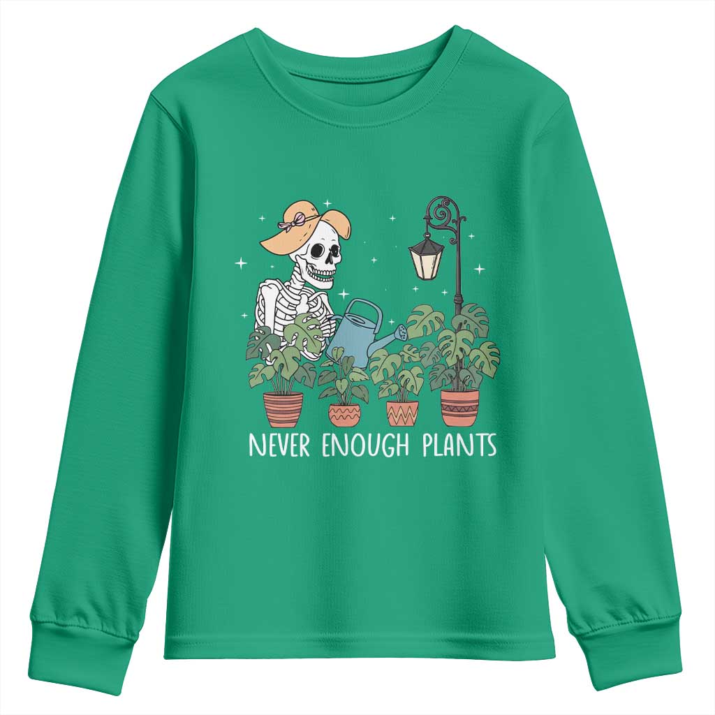 Skeleton Monstera Lover Youth Sweatshirt Never Enough Plants - Wonder Print Shop