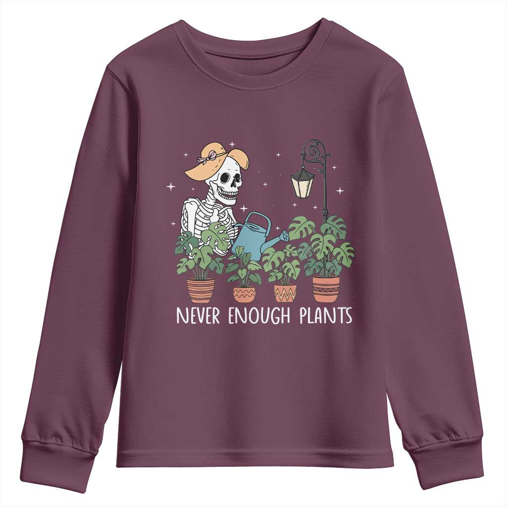 Skeleton Monstera Lover Youth Sweatshirt Never Enough Plants - Wonder Print Shop