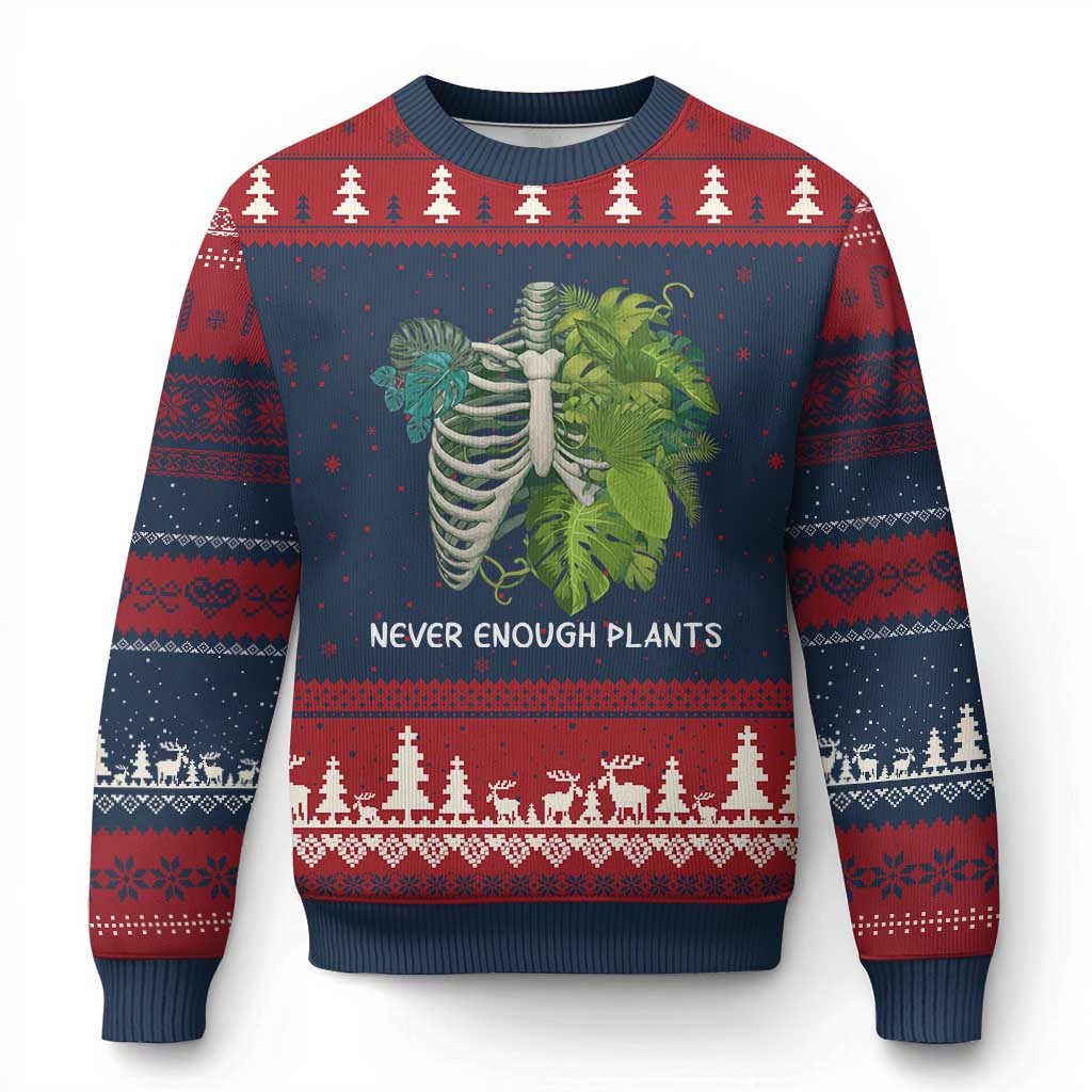 Monstera Plant Body Skeleton Ugly Christmas Sweater Never Enough Plants - Wonder Print Shop