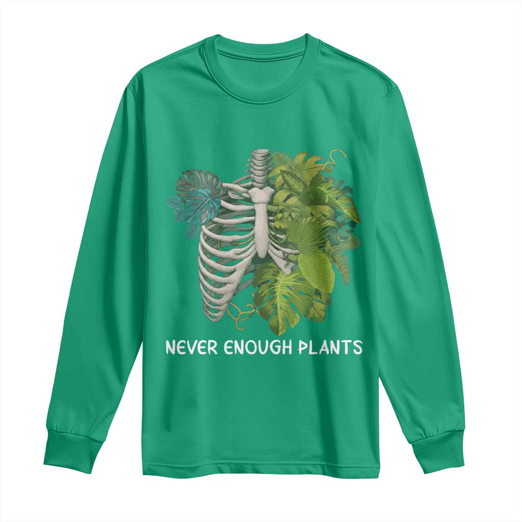 Monstera Plant Body Skeleton Long Sleeve Shirt Never Enough Plants - Wonder Print Shop