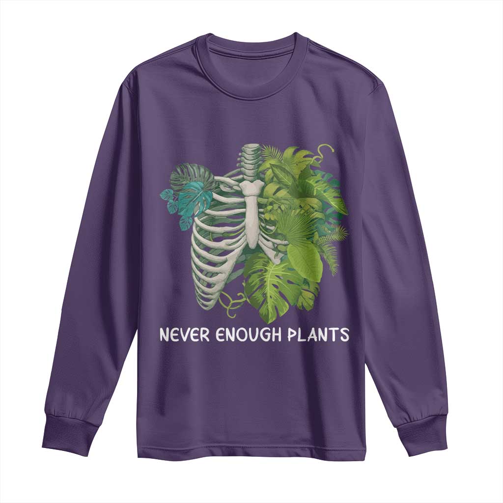 Monstera Plant Body Skeleton Long Sleeve Shirt Never Enough Plants - Wonder Print Shop