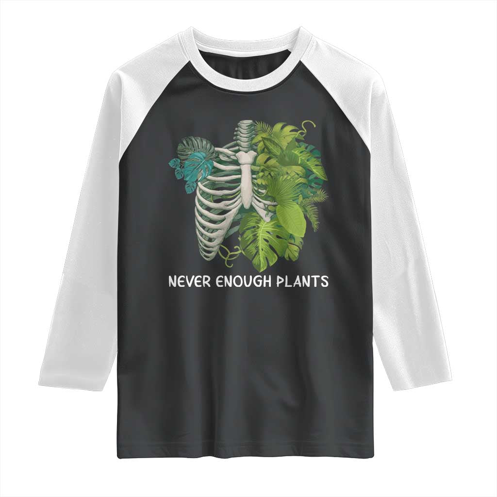 Monstera Plant Body Skeleton Raglan Shirt Never Enough Plants - Wonder Print Shop