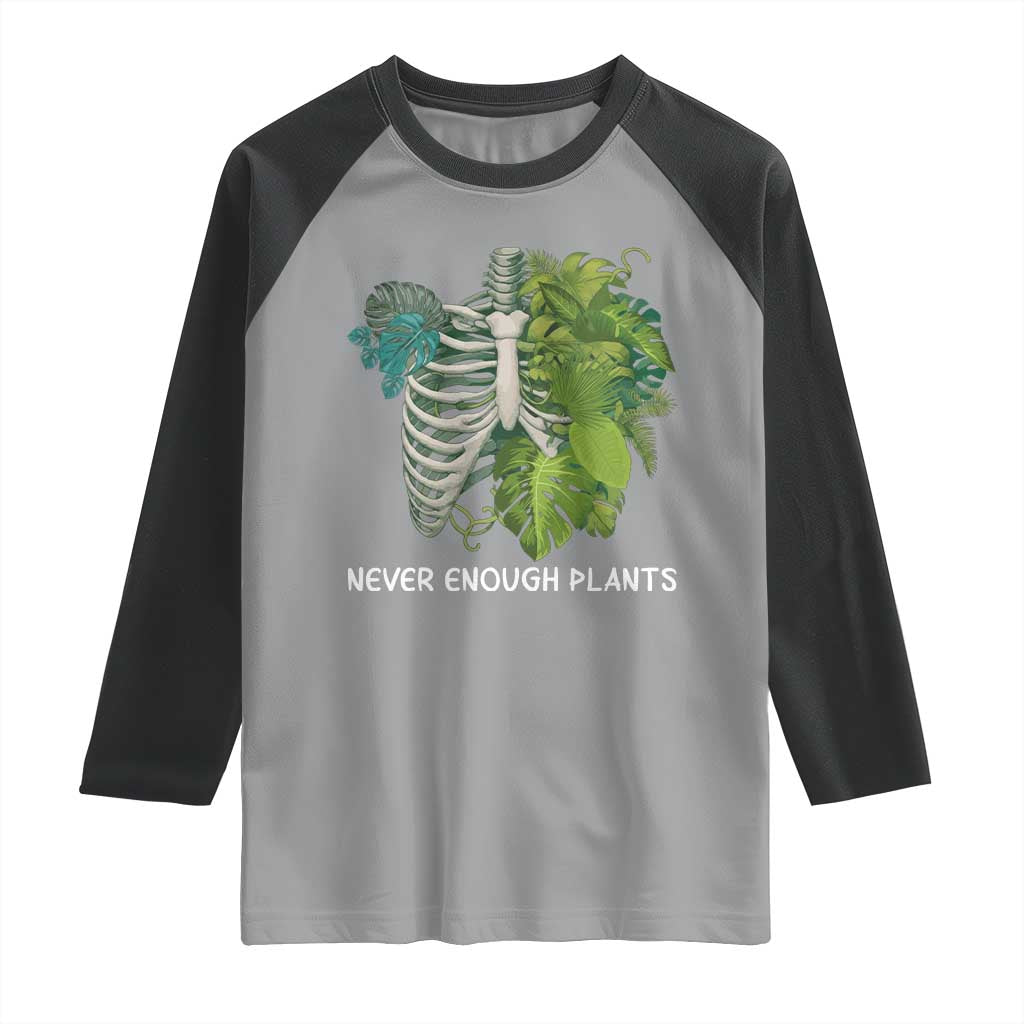 Monstera Plant Body Skeleton Raglan Shirt Never Enough Plants - Wonder Print Shop