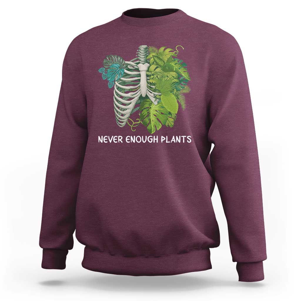 Monstera Plant Body Skeleton Sweatshirt Never Enough Plants - Wonder Print Shop