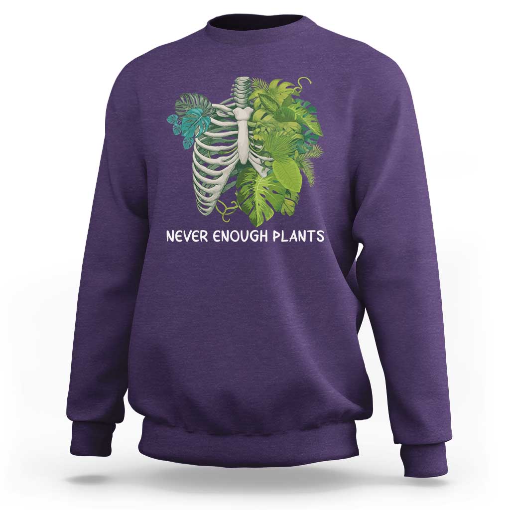 Monstera Plant Body Skeleton Sweatshirt Never Enough Plants - Wonder Print Shop