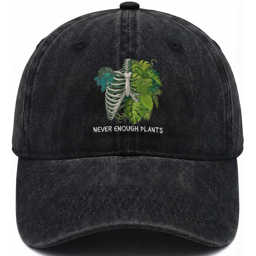 Monstera Plant Body Skeleton Washed Cotton Baseball Cap Never Enough Plants