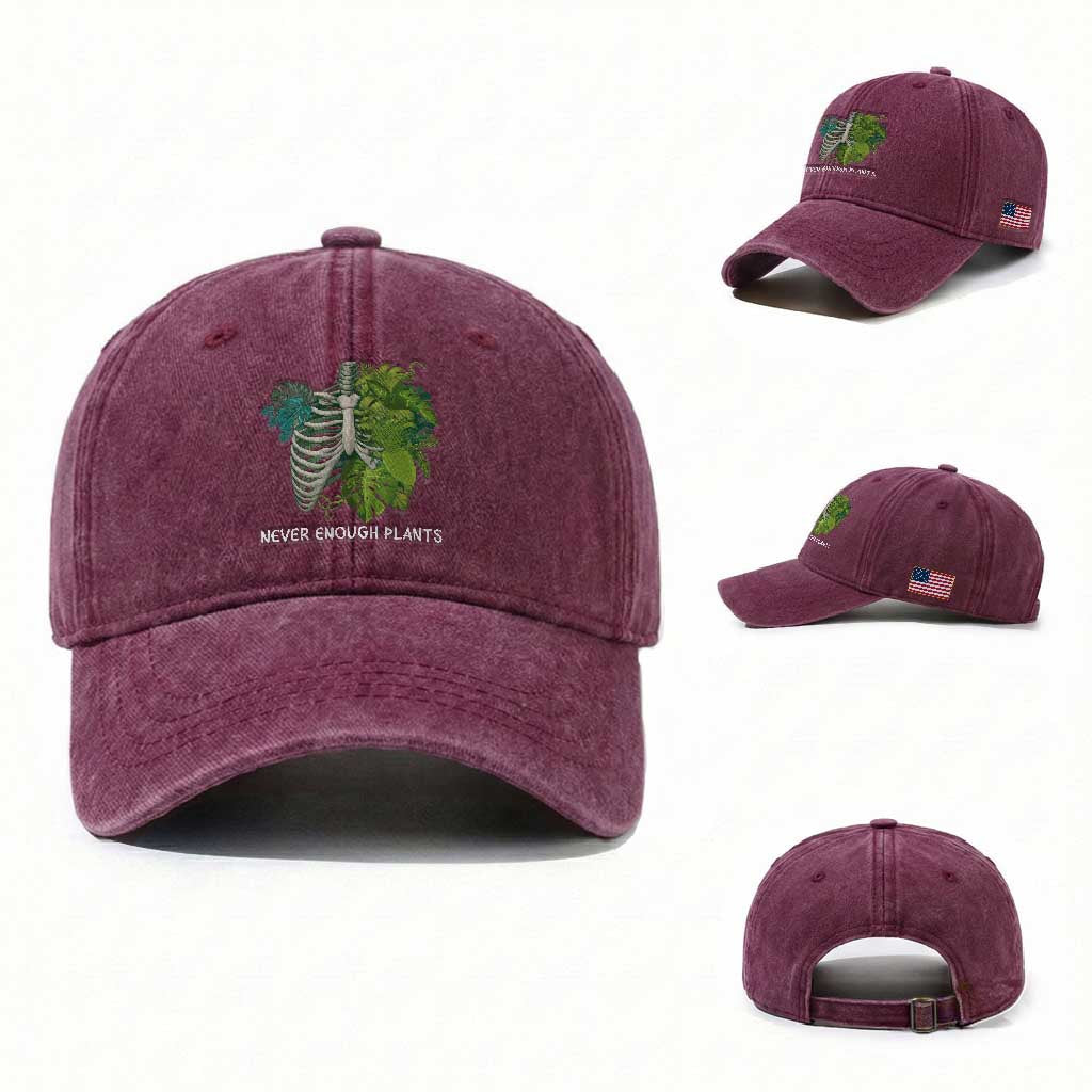 Monstera Plant Body Skeleton Washed Cotton Baseball Cap Never Enough Plants