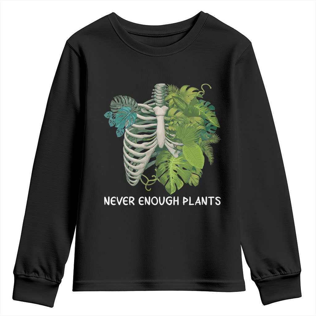 Monstera Plant Body Skeleton Youth Sweatshirt Never Enough Plants - Wonder Print Shop