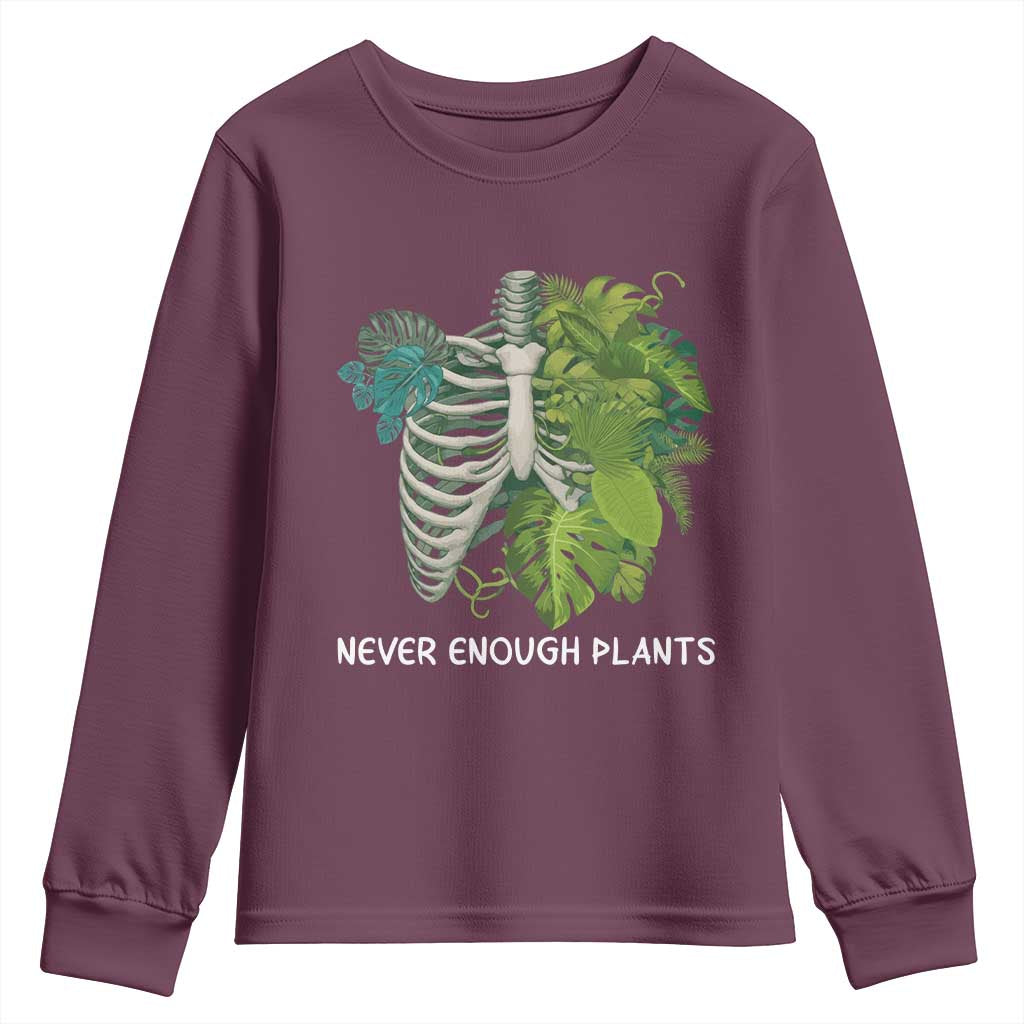 Monstera Plant Body Skeleton Youth Sweatshirt Never Enough Plants - Wonder Print Shop