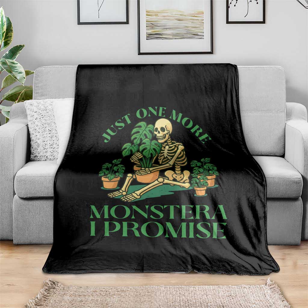 Just One More Monstera Throw Blanket Skeleton Plant Lover Gift - Wonder Print Shop