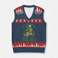 Just One More Monstera V-Neck Knit Sweater Vest Skeleton Plant Lover Gift - Wonder Print Shop