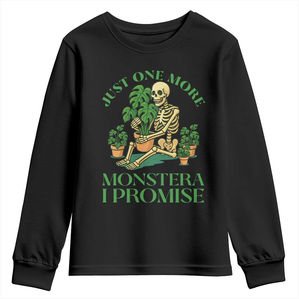 Just One More Monstera Youth Sweatshirt Skeleton Plant Lover Gift - Wonder Print Shop