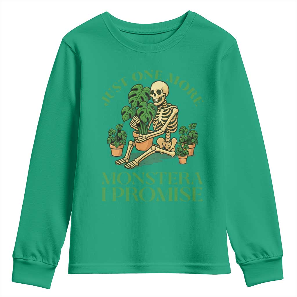 Just One More Monstera Youth Sweatshirt Skeleton Plant Lover Gift - Wonder Print Shop