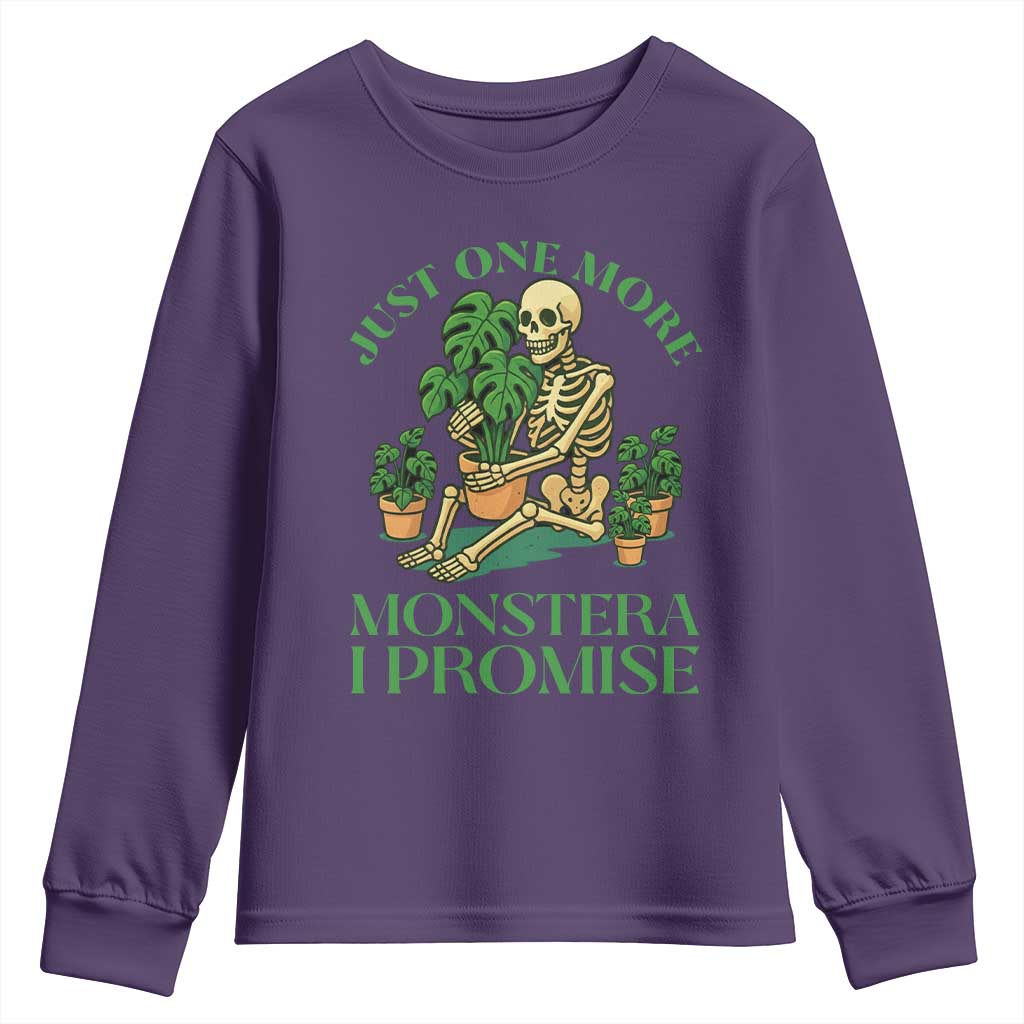 Just One More Monstera Youth Sweatshirt Skeleton Plant Lover Gift - Wonder Print Shop