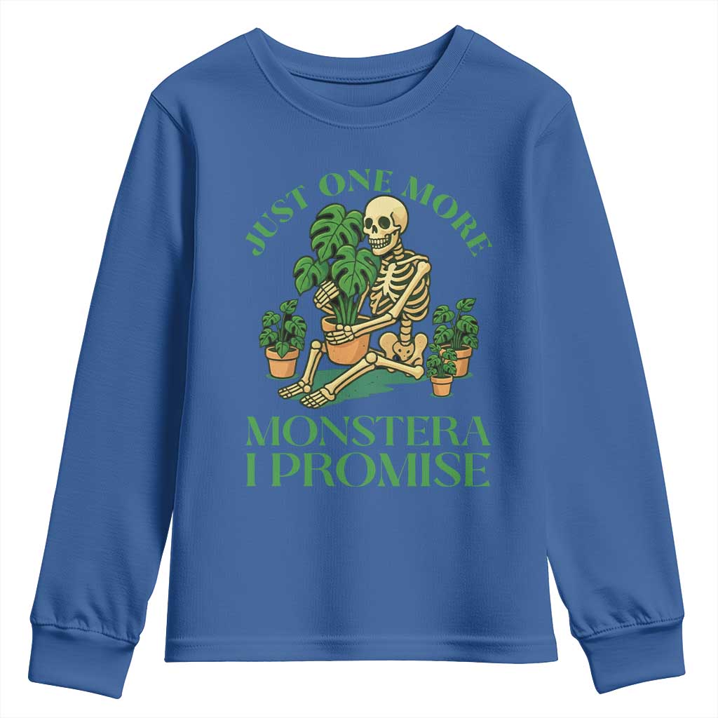 Just One More Monstera Youth Sweatshirt Skeleton Plant Lover Gift - Wonder Print Shop