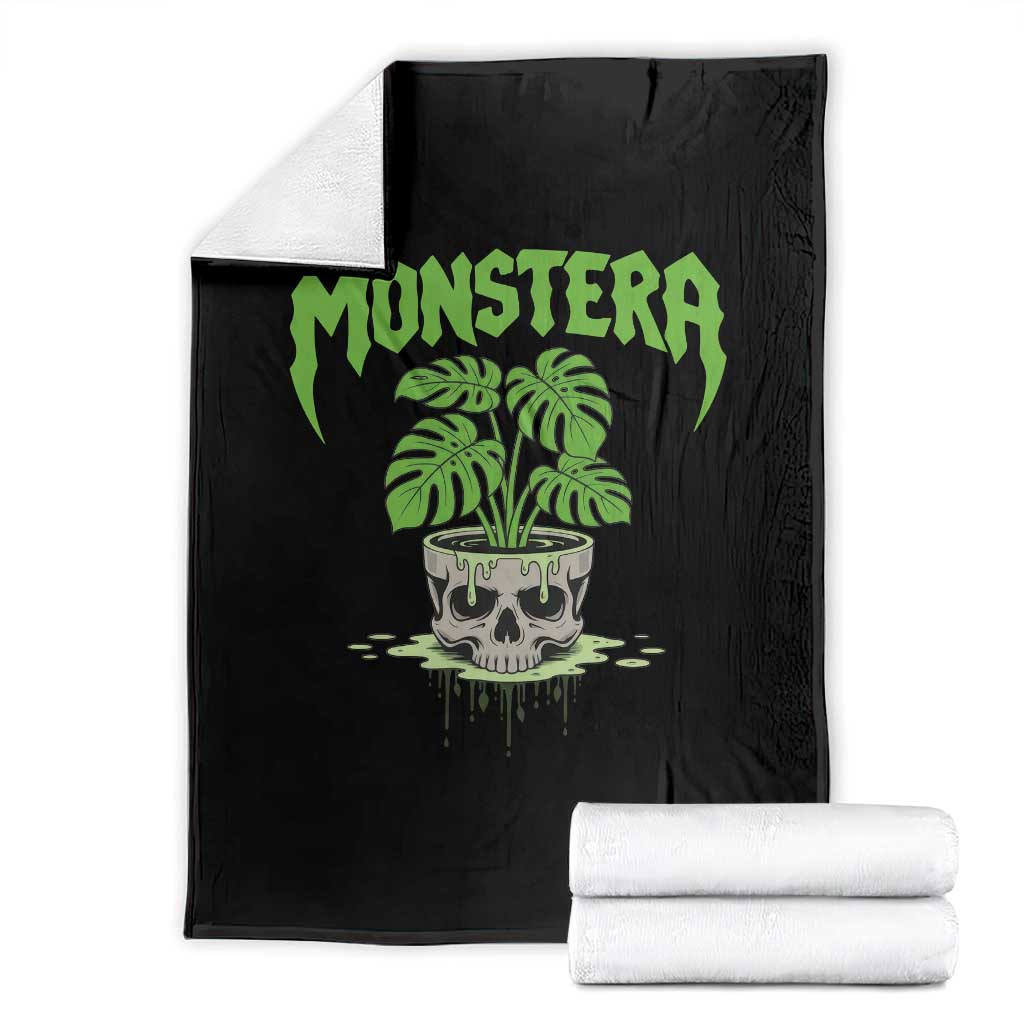 Monstera Lover Houseplant Gift Throw Blanket Skull Plant Pot Graphic - Wonder Print Shop