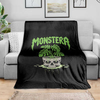 Monstera Lover Houseplant Gift Throw Blanket Skull Plant Pot Graphic - Wonder Print Shop