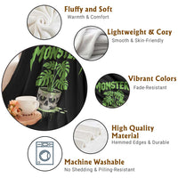 Monstera Lover Houseplant Gift Throw Blanket Skull Plant Pot Graphic - Wonder Print Shop