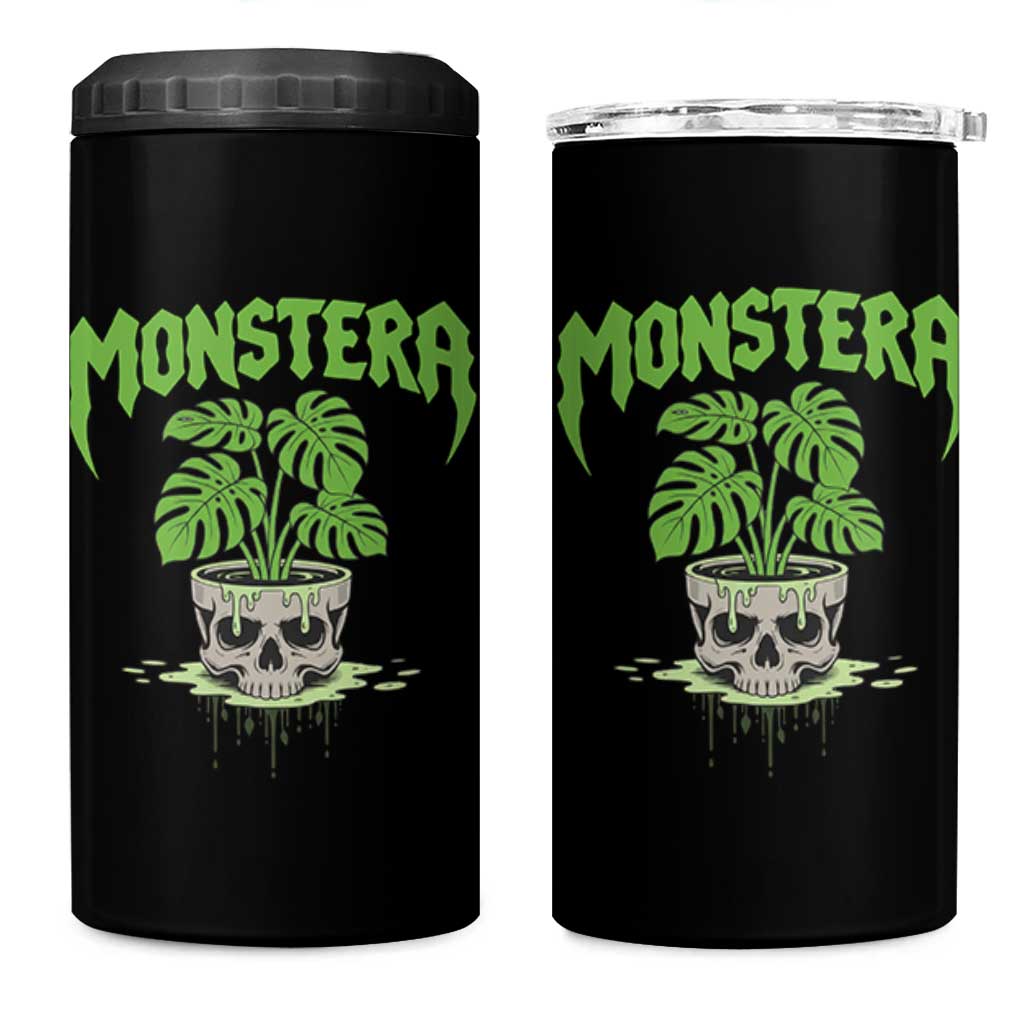Monstera Lover Houseplant Gift 4 in 1 Can Cooler Tumbler Skull Plant Pot Graphic - Wonder Print Shop