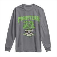 Monstera Lover Houseplant Gift Long Sleeve Shirt Skull Plant Pot Graphic - Wonder Print Shop