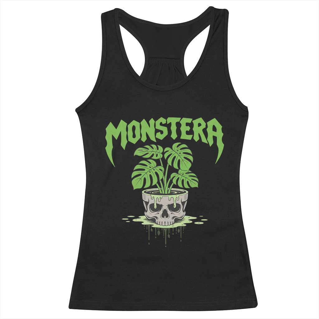 Monstera Lover Houseplant Gift Racerback Tank Top Skull Plant Pot Graphic - Wonder Print Shop