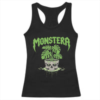 Monstera Lover Houseplant Gift Racerback Tank Top Skull Plant Pot Graphic - Wonder Print Shop
