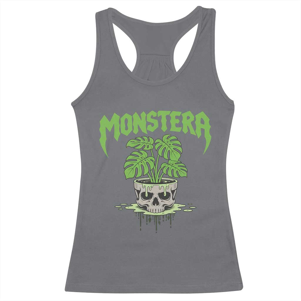 Monstera Lover Houseplant Gift Racerback Tank Top Skull Plant Pot Graphic - Wonder Print Shop