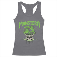 Monstera Lover Houseplant Gift Racerback Tank Top Skull Plant Pot Graphic - Wonder Print Shop
