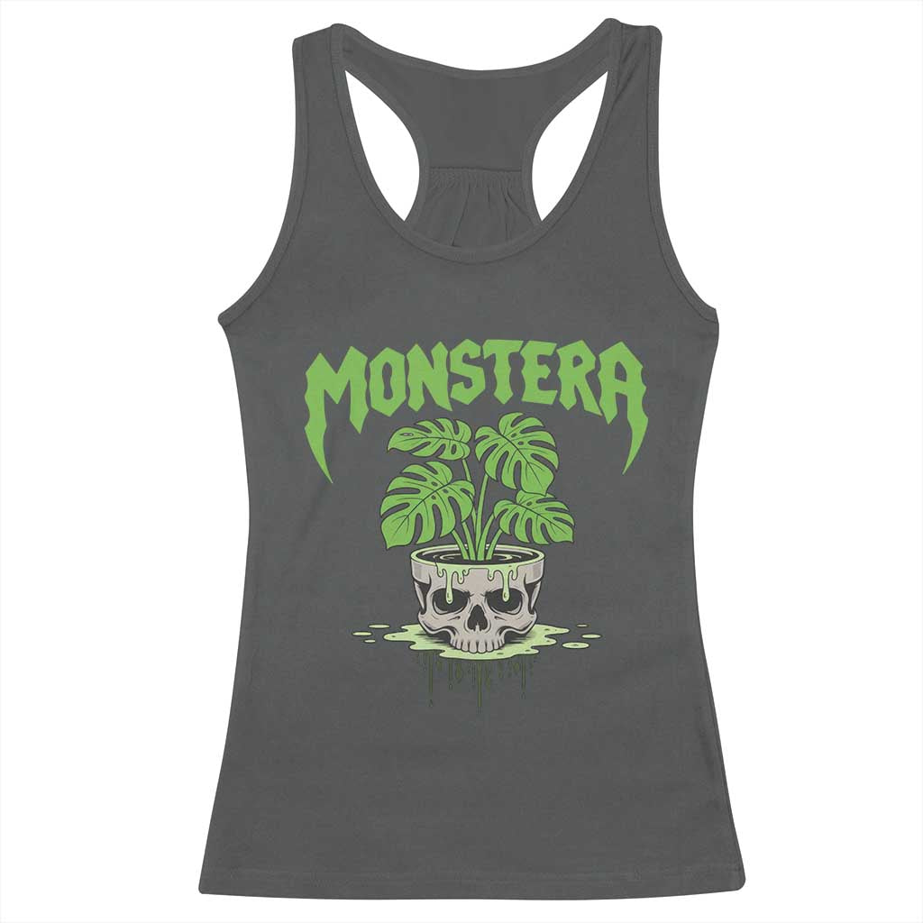 Monstera Lover Houseplant Gift Racerback Tank Top Skull Plant Pot Graphic - Wonder Print Shop
