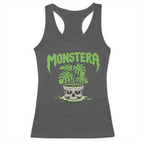 Monstera Lover Houseplant Gift Racerback Tank Top Skull Plant Pot Graphic - Wonder Print Shop