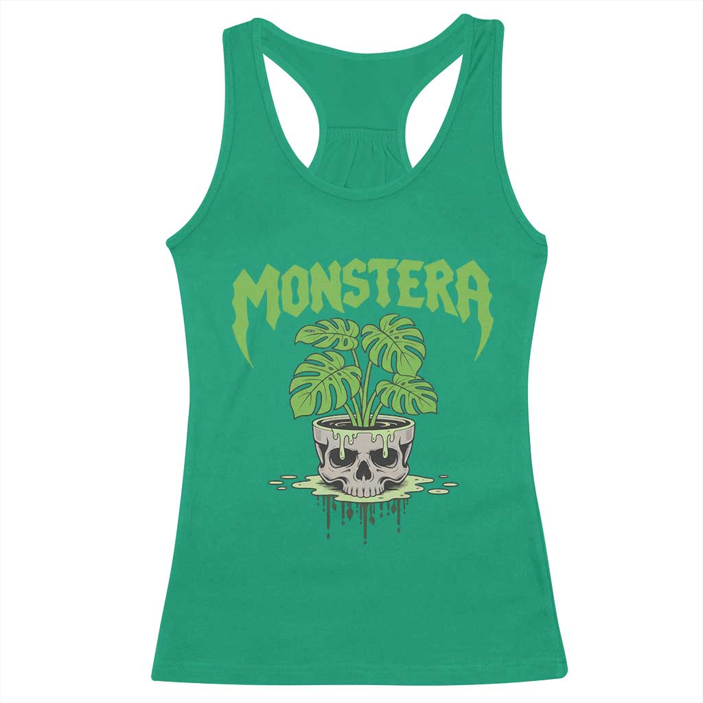 Monstera Lover Houseplant Gift Racerback Tank Top Skull Plant Pot Graphic - Wonder Print Shop