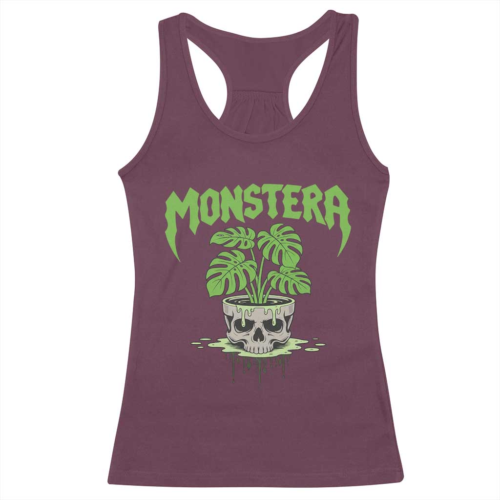 Monstera Lover Houseplant Gift Racerback Tank Top Skull Plant Pot Graphic - Wonder Print Shop