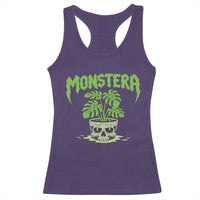 Monstera Lover Houseplant Gift Racerback Tank Top Skull Plant Pot Graphic - Wonder Print Shop