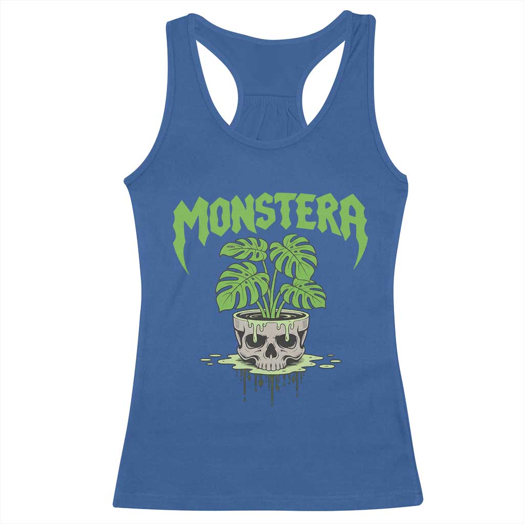 Monstera Lover Houseplant Gift Racerback Tank Top Skull Plant Pot Graphic - Wonder Print Shop