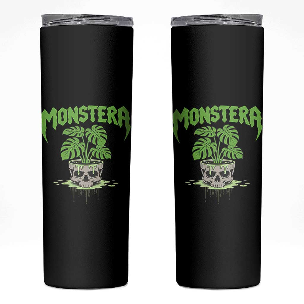 Monstera Lover Houseplant Gift Skinny Tumbler Skull Plant Pot Graphic - Wonder Print Shop