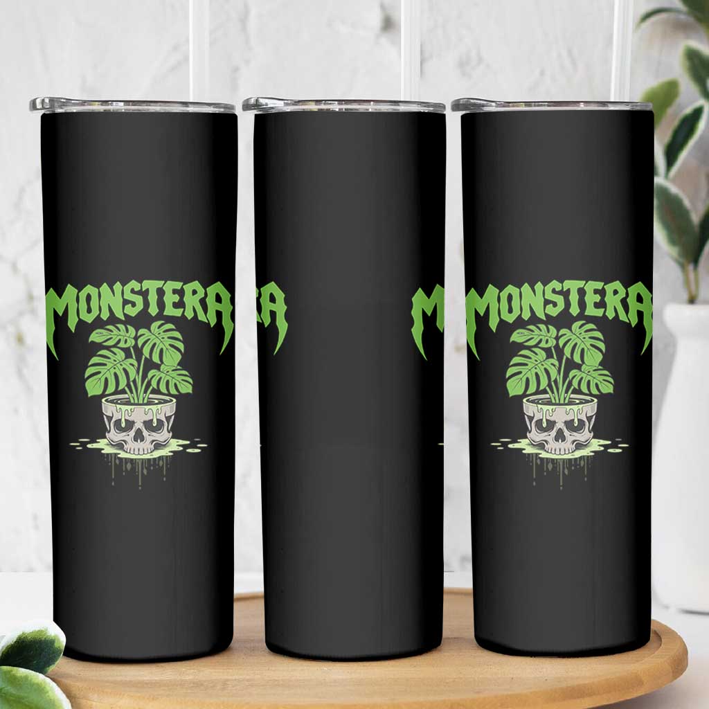 Monstera Lover Houseplant Gift Skinny Tumbler Skull Plant Pot Graphic - Wonder Print Shop