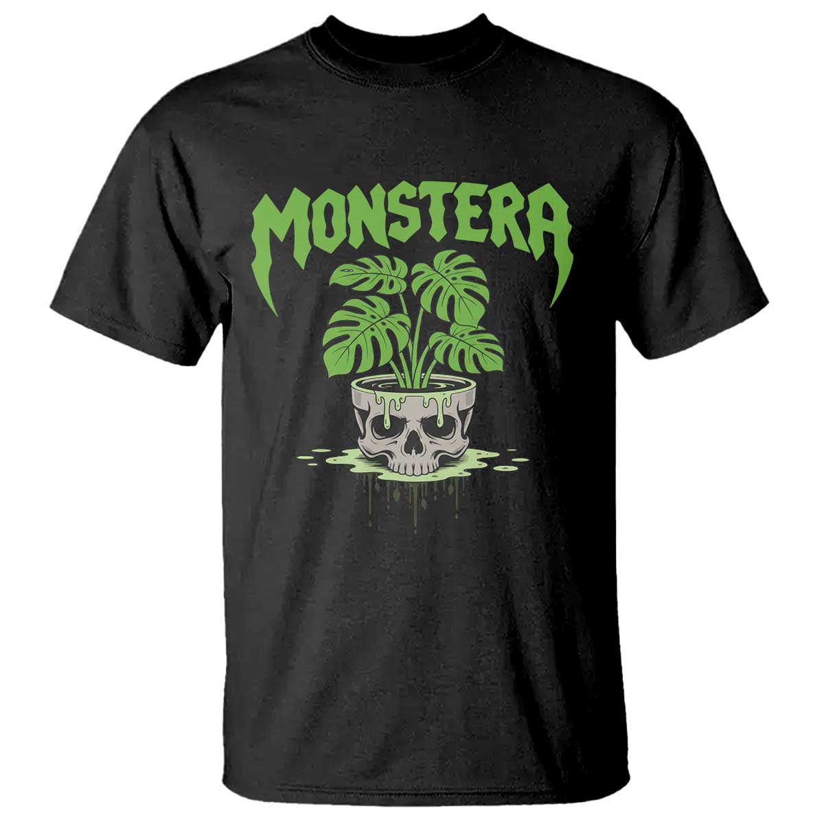 Monstera Lover Houseplant Gift T Shirt Skull Plant Pot Graphic - Wonder Print Shop