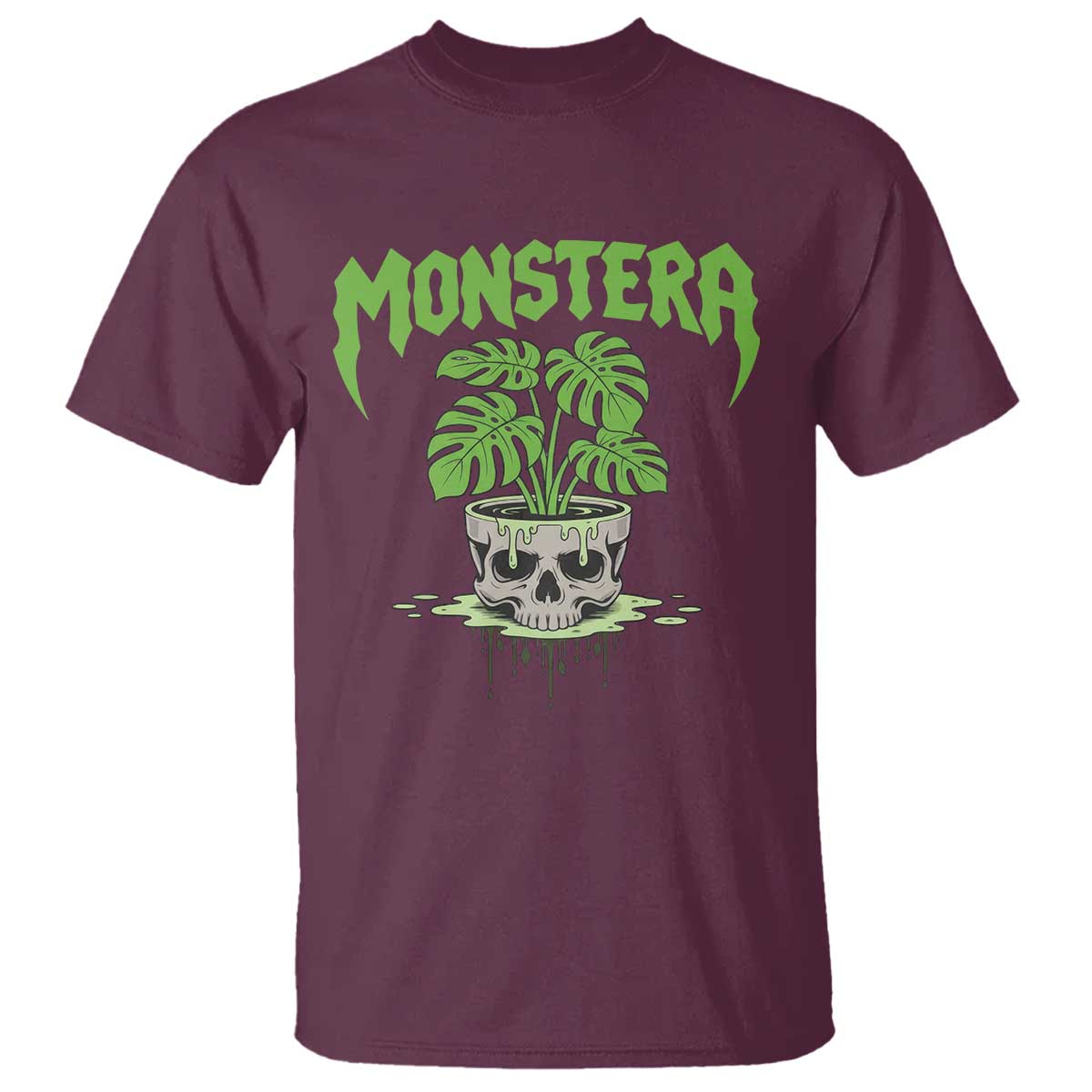 Monstera Lover Houseplant Gift T Shirt Skull Plant Pot Graphic - Wonder Print Shop