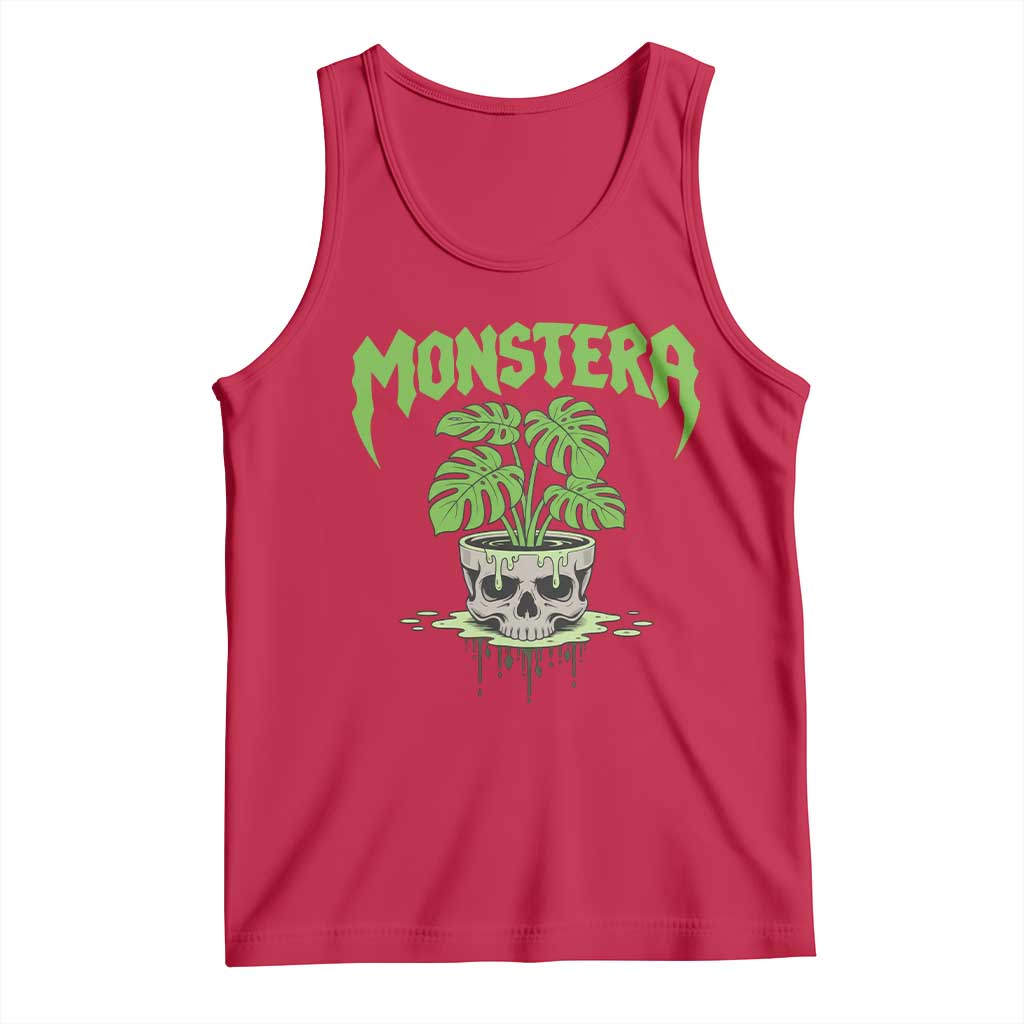 Monstera Lover Houseplant Gift Tank Top Skull Plant Pot Graphic - Wonder Print Shop