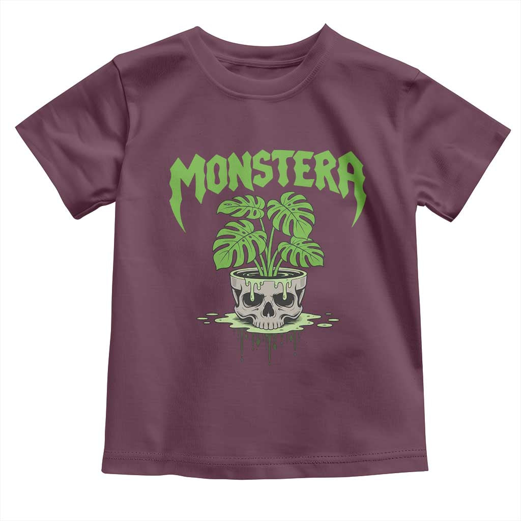 Monstera Lover Houseplant Gift Toddler T Shirt Skull Plant Pot Graphic - Wonder Print Shop