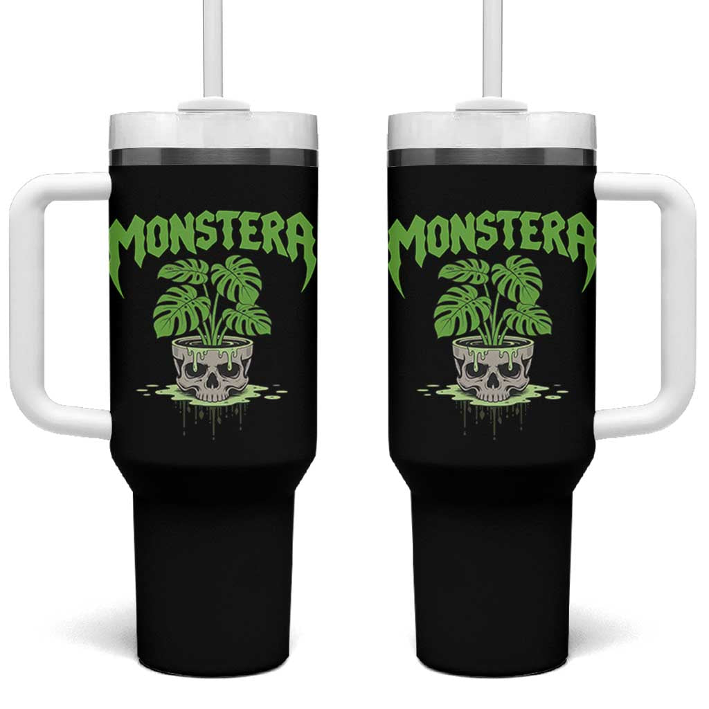 Monstera Lover Houseplant Gift Tumbler With Handle Skull Plant Pot Graphic - Wonder Print Shop