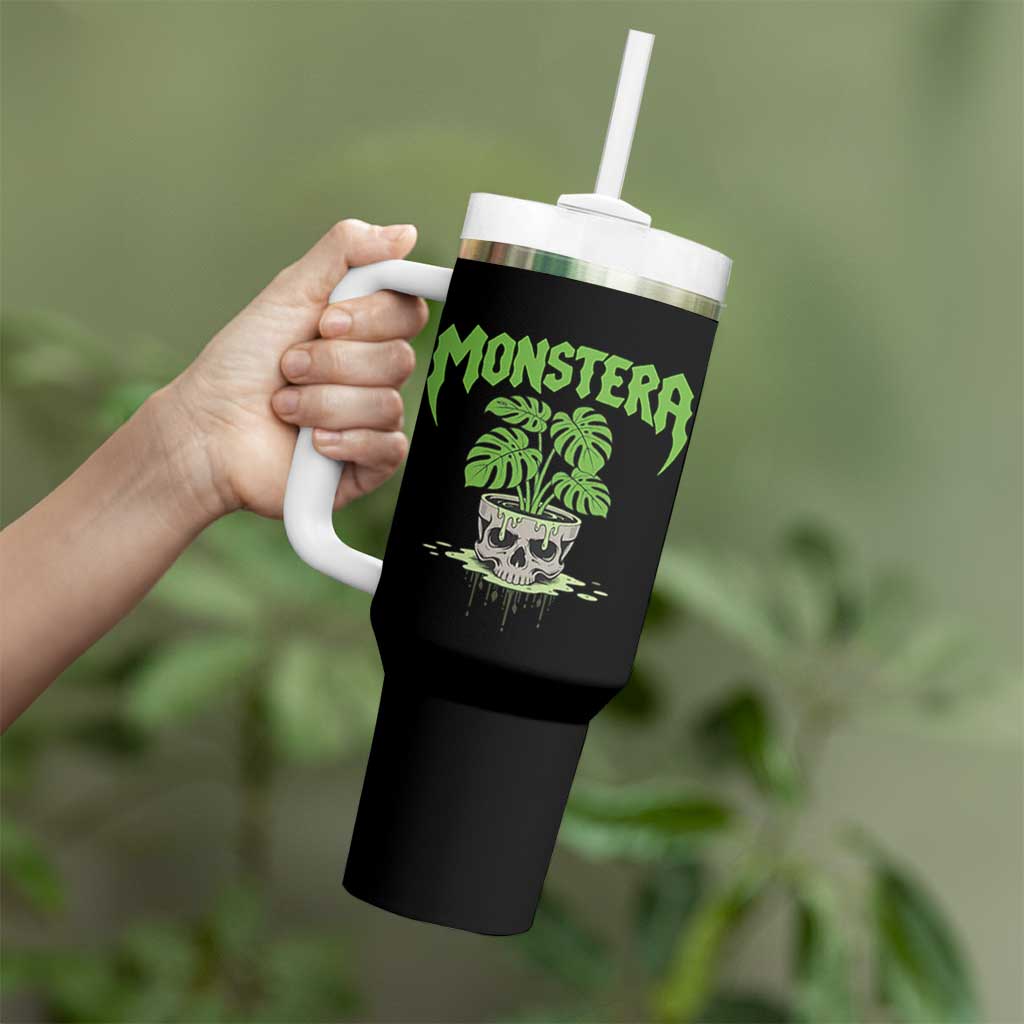 Monstera Lover Houseplant Gift Tumbler With Handle Skull Plant Pot Graphic - Wonder Print Shop