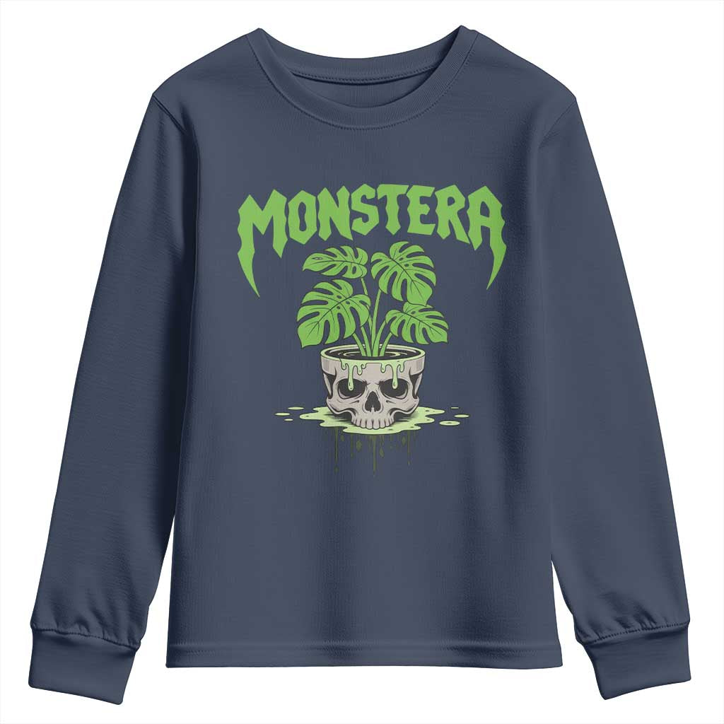 Monstera Lover Houseplant Gift Youth Sweatshirt Skull Plant Pot Graphic - Wonder Print Shop