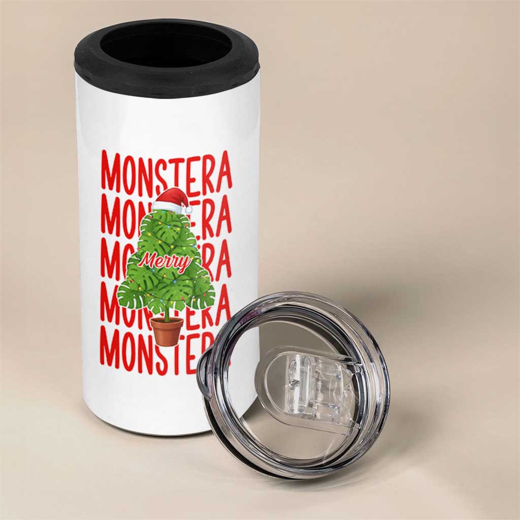 Merry Monstera 4 in 1 Can Cooler Tumbler Plant Lover Christmas Gift - Wonder Print Shop