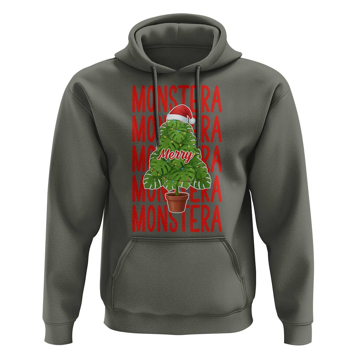 Merry Monstera Hoodie Plant Lover Christmas Gift - Wonder Print Shop